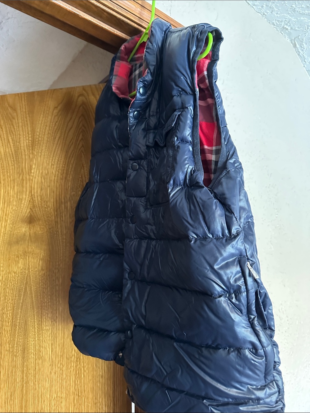Nike Navy Blue Puffer Vest with Red Plaid Lining